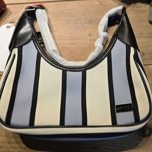 Black and Cream Striped Shoulder Bag